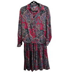 Alfred Dunner Petite Vintage Size 10 Floral Paisley Elastic Waist 2-Piece Skirt